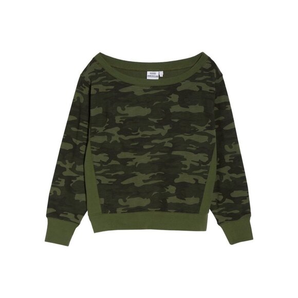 Good American Green Camo Sweatshirt Size XL Camouflage Revolve Boxy Athletic Top - Picture 3 of 12